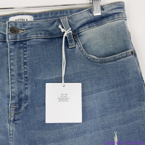 NEW Pistola cropped cuffed distressed jeans in better‎ half wash, 18W - Picture 14 of 14